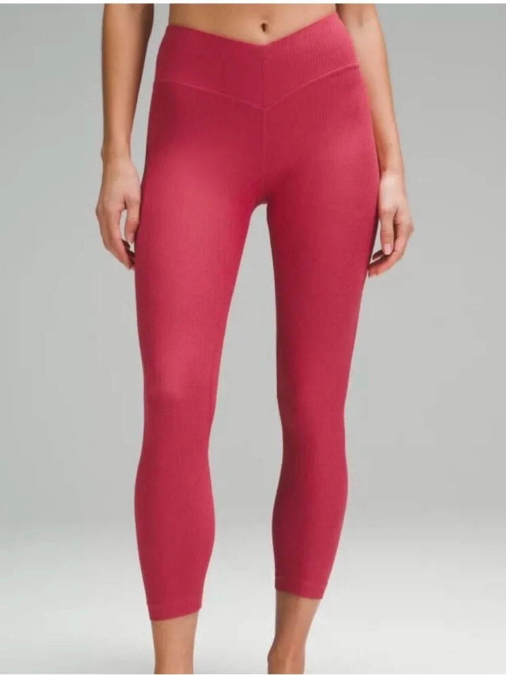 Lululemon V-Waist Yoga Tight 25” Grid Texture Vintage Rose Size 8